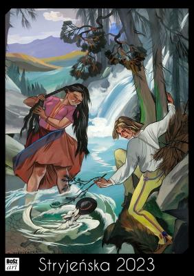 Kalendarz 2023 Stryjeńska A3 pion. Autor: Szymanik Bartosz. SmakLiter.pl Okładka książki Kalendarz 2023 Stryjeńska A3 pion