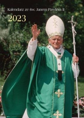 Kalendarz 2023 ze św. Janem Pawłem II. Wydawca: Bernardinum. SmakLiter.pl Opakowanie Kalendarz 2023 ze św. Janem Pawłem II