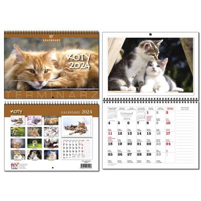 Opakowanie Kalendarz 2024 A4 terminarz 13 plansz Koty
