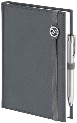 Opakowanie Kalendarz 2024 dzienny A5 cross z gumką srebrny