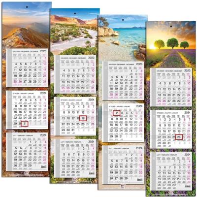 Opakowanie Kalendarz 2024 ścienny trójdzielny wąski płaski