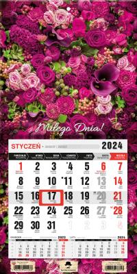 Opakowanie Kalendarz 2024 trójdzielny MINI jednodzielny z magnesem kwiaty KTJ2M-V.21