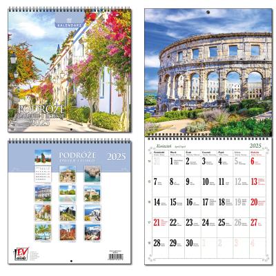 Opakowanie Kalendarz 2025 30x60 13 planszowy Podróże