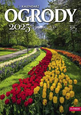 Kalendarz 2025 A4 Ścienny Ogrody. Wydawca: O-press. SmakLiter.pl Opakowanie Kalendarz 2025 A4 Ścienny Ogrody