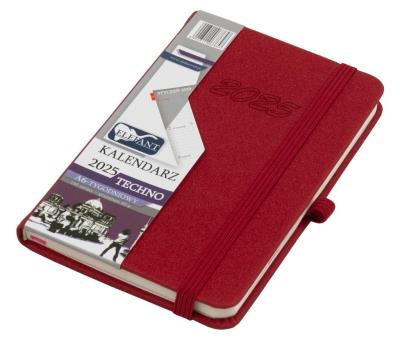 Opakowanie Kalendarz 2025 A6 tyg. Techno czerwony ELEFANT