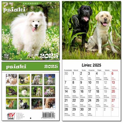 Opakowanie Kalendarz 2025 dla dzieci 16x32 13 plansz Psiaki