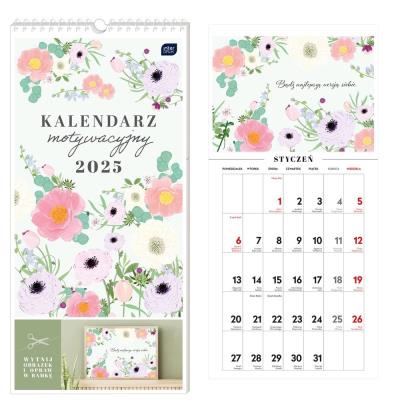 Opakowanie Kalendarz 2025 motywacyjny 22x46cm Kwiaty