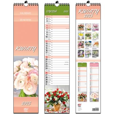 Opakowanie Kalendarz 2025 paskowy 13 planszowy Kwiaty