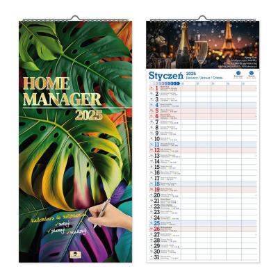 Kalendarz 2025 paskowy szeroki Home Manager. Autor: Pan Kalendarzyk. SmakLiter.pl Okładka książki Kalendarz 2025 paskowy szeroki Home Manager