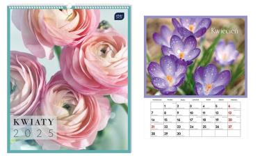 Opakowanie Kalendarz 2025 ścienny planszowy 33,5x40cm Kwiaty