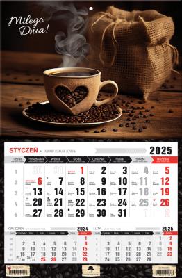 Kalendarz 2025 Trójdzielny jednodzielny Kawa. Autor: Pan Kalendarzyk. SmakLiter.pl Okładka książki Kalendarz 2025 Trójdzielny jednodzielny Kawa