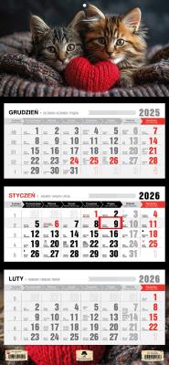 Opakowanie Kalendarz 2025 Trójdzielny płaska główka Kotki