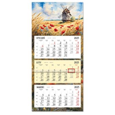 Opakowanie Kalendarz 2025 trójdzielny płaska główka młyn