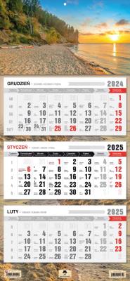 Kalendarz 2025 Trójdzielny płaska główka Plaża. Autor: Pan Kalendarzyk. SmakLiter.pl Okładka książki Kalendarz 2025 Trójdzielny płaska główka Plaża