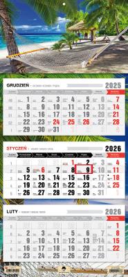 Kalendarz 2025 Trójdzielny płaska główka Tropik. Autor: Pan Kalendarzyk. SmakLiter.pl Okładka książki Kalendarz 2025 Trójdzielny płaska główka Tropik