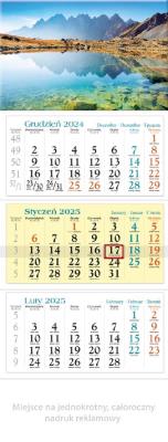 Okładka książki Kalendarz 2025 trójdzielny Tatry