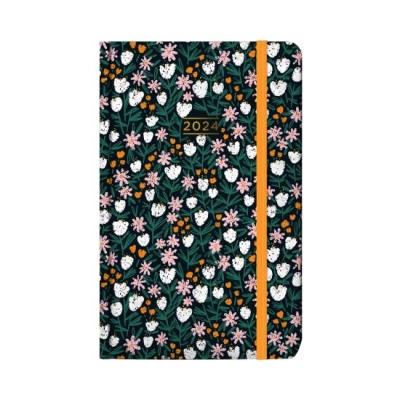 Opakowanie Kalendarz kieszonkowy 2024 Czarny w kwiaty ALBI