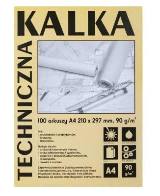 Kalka kreślarska A4/100 arkuszy 90g. Wydawca: Koh-I-Noor. SmakLiter.pl Opakowanie Kalka kreślarska A4/100 arkuszy 90g