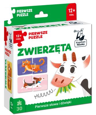 Okładka książki Kapitan Nauka. Zwierzęta. Pierwsze puzzle