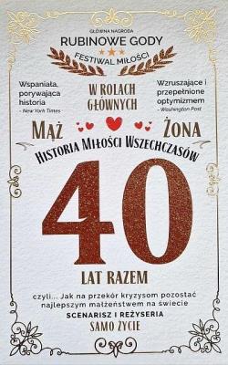 Opakowanie Karnet 40 rocznica ślubu (rubinowa)