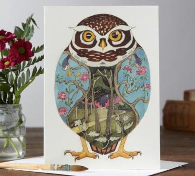 Opakowanie Karnet A015 B6 + koperta Mała sowa