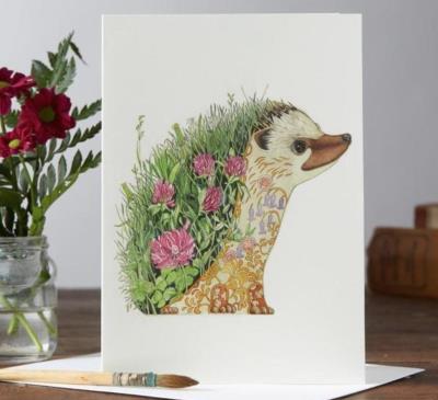 Opakowanie Karnet A017 B6 + koperta Jeż z kwiatami