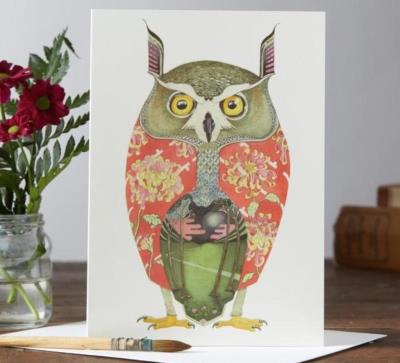 Opakowanie Karnet A023 B6 + koperta Sowa z długimi uszami
