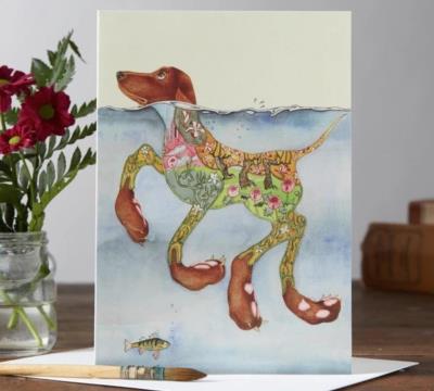 Opakowanie Karnet A044 B6 + koperta Pływający pies