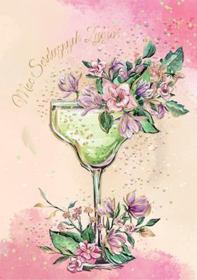 Opakowanie Karnet A5 kieliszek z kwiatami