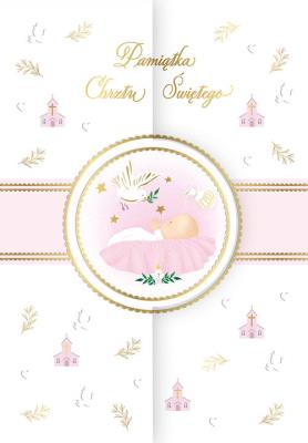 Opakowanie Karnet A5 Pamiątka Chrztu Świętego różowy