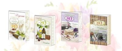 Opakowanie Karnet B6 brokat z margin.80-Urodziny (10szt.) MIX