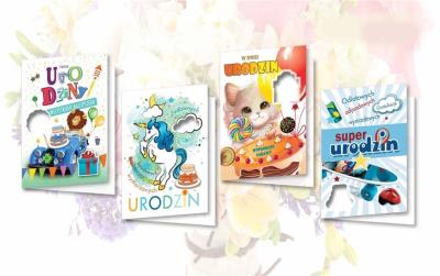 Opakowanie Karnet B6 brokatowany z nalepką (10szt) MIX