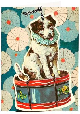 Opakowanie Karnet B6 i zawieszka z kopertą - Pies i bęben