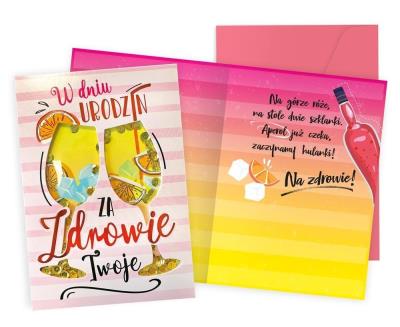 Opakowanie Karnet B6 konfetti Urodziny aperol