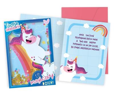 Opakowanie Karnet B6 konfetti Urodziny jednorożec