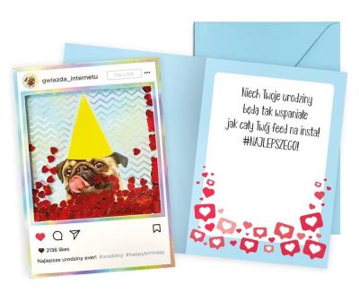 Opakowanie Karnet B6 konfetti Urodziny mops