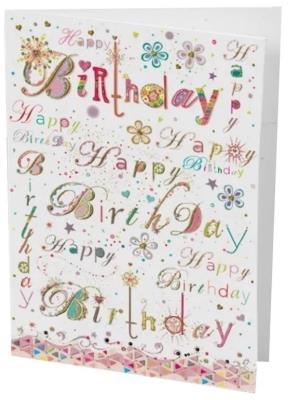 Opakowanie Karnet B6 + koperta Urodziny Złote napisy