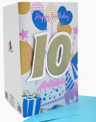 Opakowanie Karnet B6 MNJ-19-402 naklejany brokat Urodziny 10