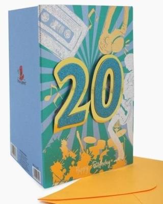 Opakowanie Karnet B6 MNJ-19-405 naklejany brokat Urodziny 20