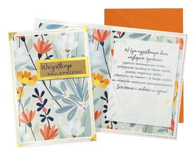 Opakowanie Karnet B6 Najlepsze życzenia kwiaty