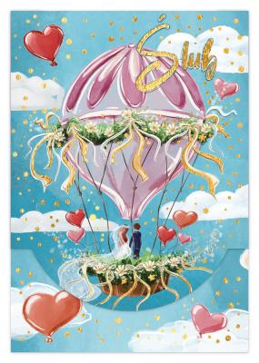 Opakowanie Karnet B6 ślub balon ślubny pionowy z kieszonką