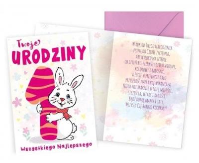 Opakowanie Karnet B6 Urodziny 1 zajączek