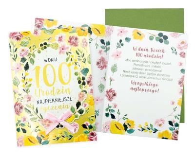 Opakowanie Karnet B6 Urodziny 100 (kwiaty)