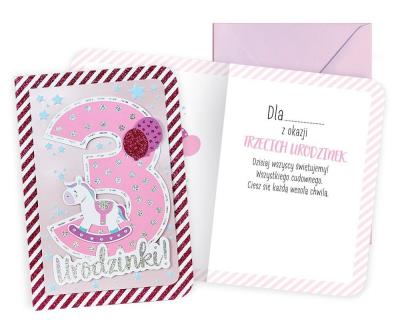 Opakowanie Karnet B6 Urodziny 3 dziewczynka