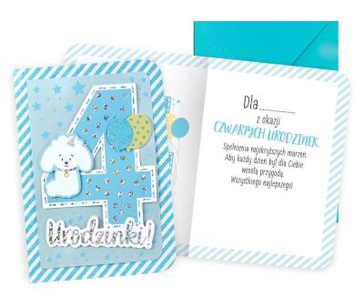 Opakowanie Karnet B6 Urodziny 4 chłopiec