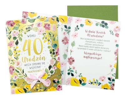 Opakowanie Karnet B6 Urodziny 40 (kwiaty)