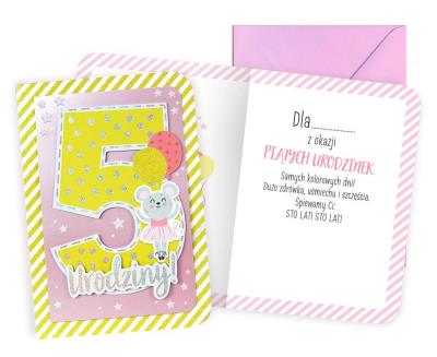 Opakowanie Karnet B6 Urodziny 5 dziewczynka