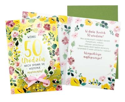 Opakowanie Karnet B6 Urodziny 50 (kwiaty)