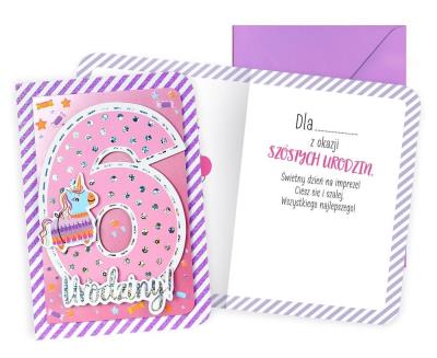 Opakowanie Karnet B6 Urodziny 6 dziewczynka