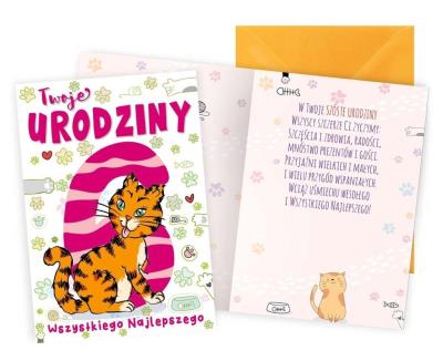 Opakowanie Karnet B6 Urodziny 6 kotek